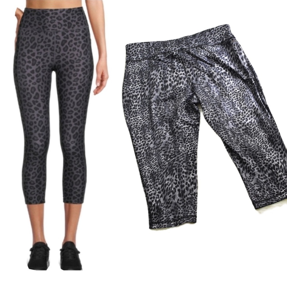 Grey Leopard Print Workout Pants